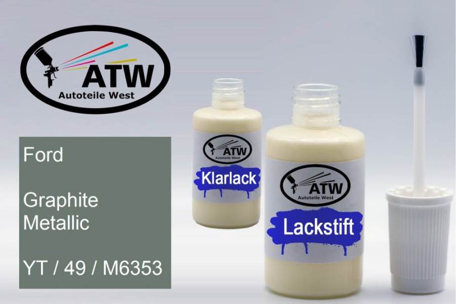 Ford, Graphite Metallic, YT / 49 / M6353: 20ml Lackstift + 20ml Klarlack - Set, von ATW Autoteile West.